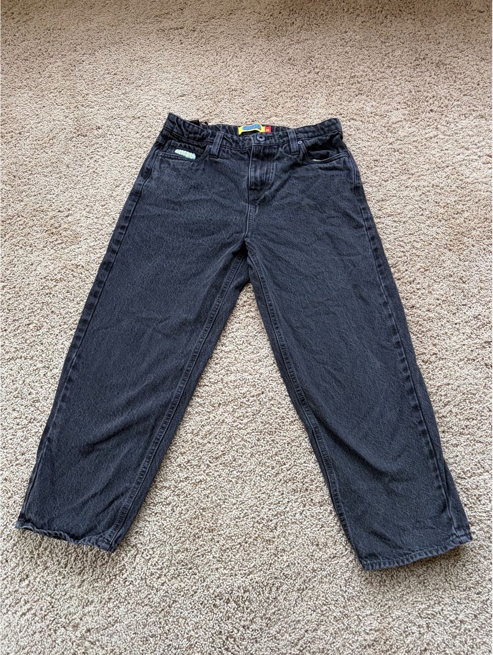 Empyre Baggy Jeans Size 26 Washed Black Loose Fit Skater Streetwear Y2K